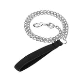 SGODA Metal Chain Heavy Duty Dog Leash, Chew Proof Dog Leash with Soft Handle for Over 50 lbs Large Size Pets Walking(4 ft. x 4.0 mm Black)